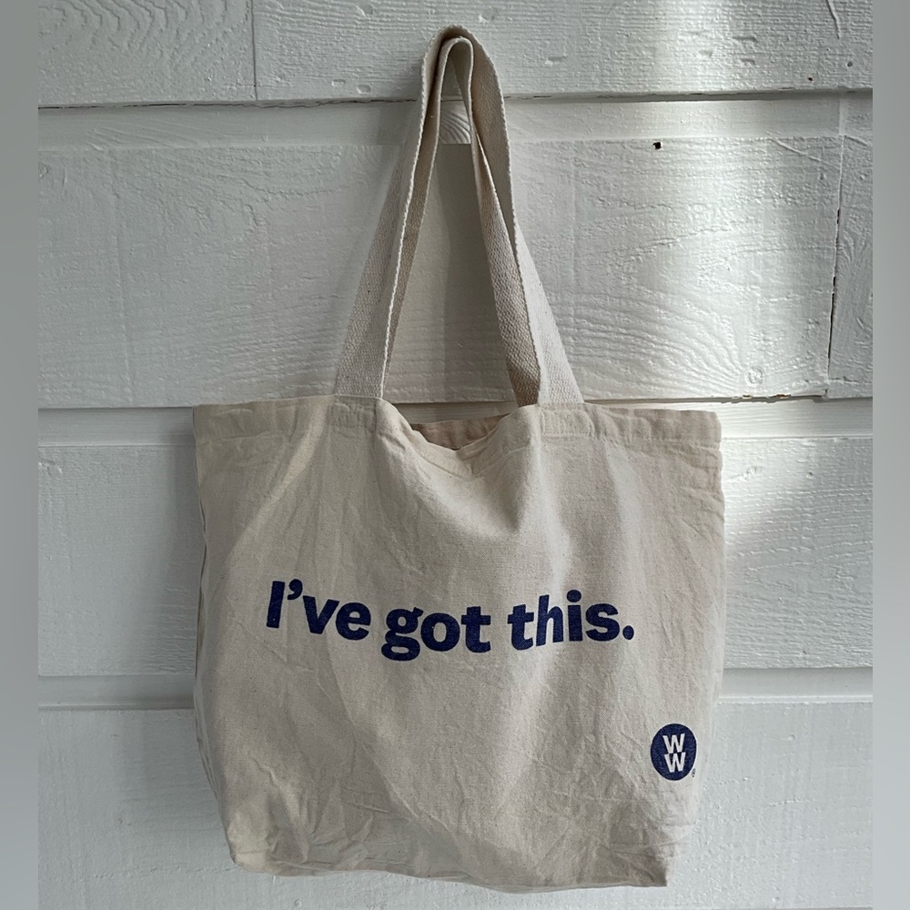 Weight Watchers White Canvas Cotton Reusable Medium Grocery Shopping Tote Bag